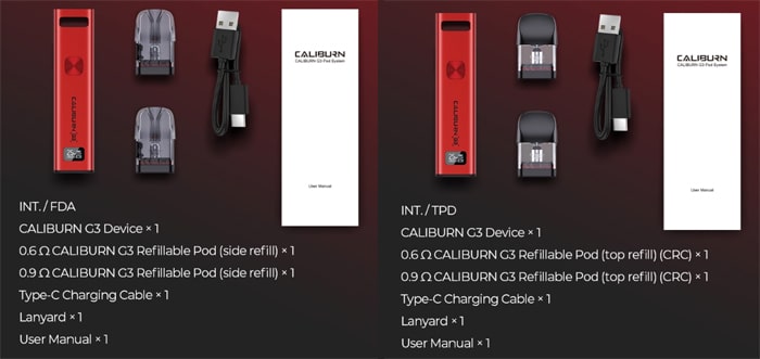 caliburn g3 contents