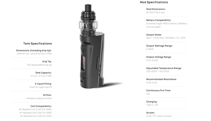 aspire boxxer specs