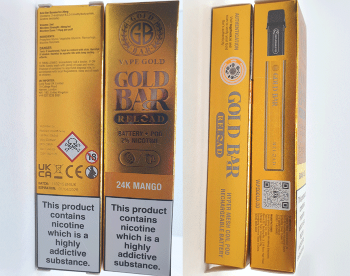 gold bar reload packaging