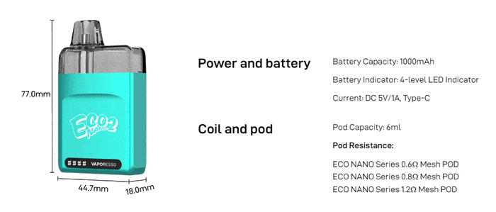 eco nano 2 specs