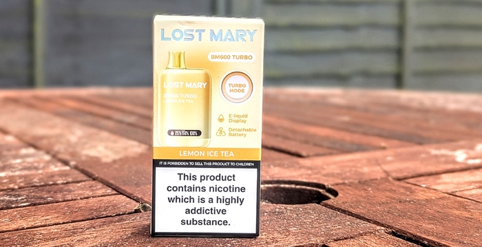 lost mary bm600 turbo lemon ice tea box